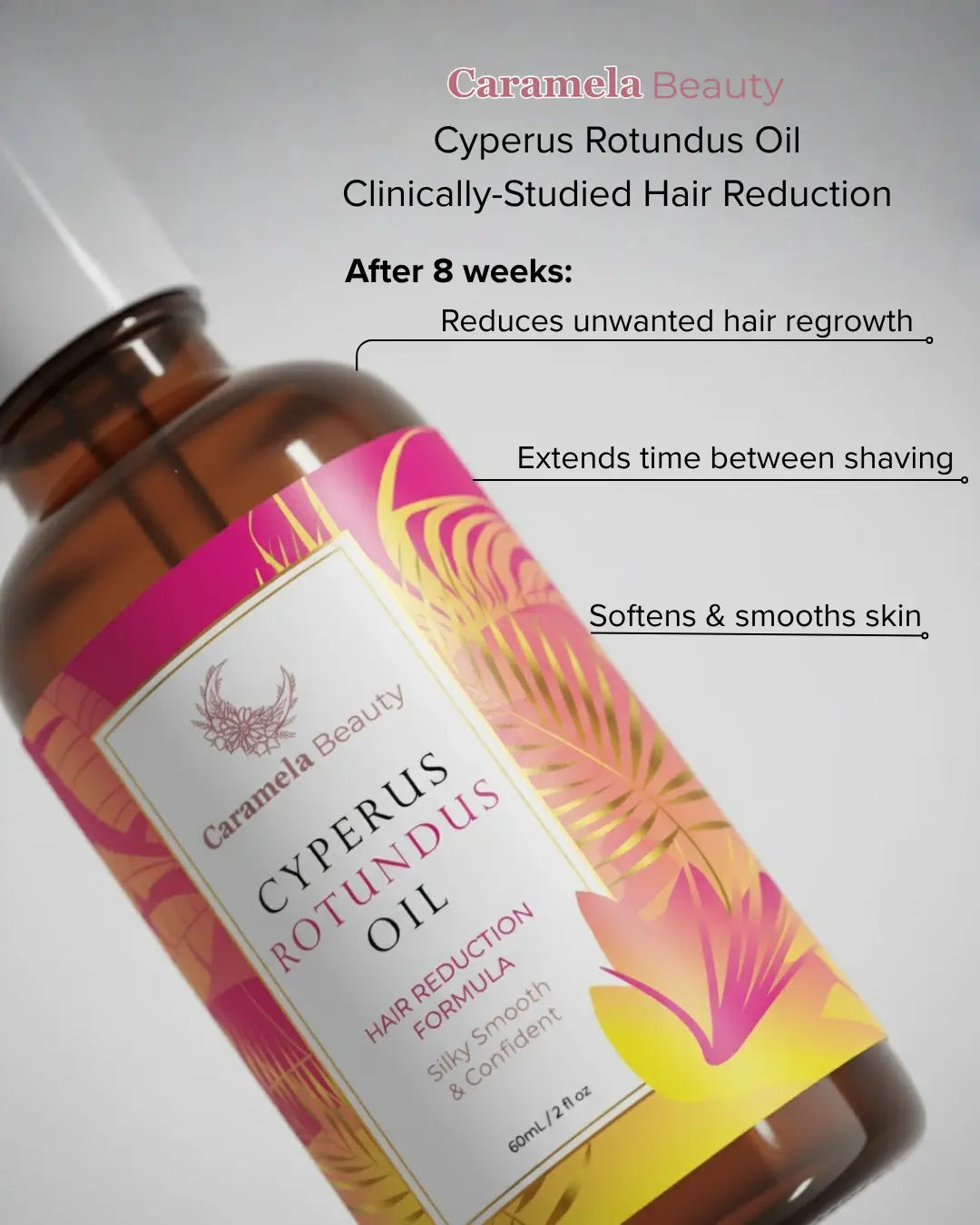 Caramela Beauty Cyperus Rotundus Oil - Naturally Derived Formula for Silky, Smooth Looking Skin - 60Ml/2Oz
